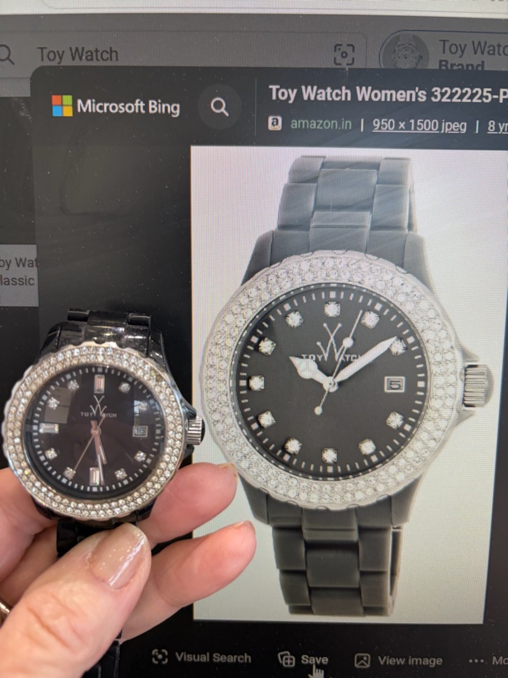 ToyWatch Black Plasteramic Bracelet Watch with Crystal Bezel